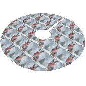 雪のクリスマスにオーストラリアの牛の犬 ブラッシュドポリエステルツリースカート (アングル)