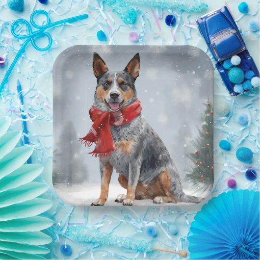 雪のクリスマスにオーストラリアの牛の犬 ペーパープレート (パーティー)