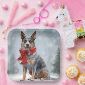 雪のクリスマスにオーストラリアの牛の犬 ペーパープレート (パーティー)