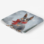 雪のクリスマスにオーストラリアの牛の犬 ペーパープレート (傾斜あり)