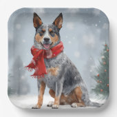 雪のクリスマスにオーストラリアの牛の犬 ペーパープレート (正面)