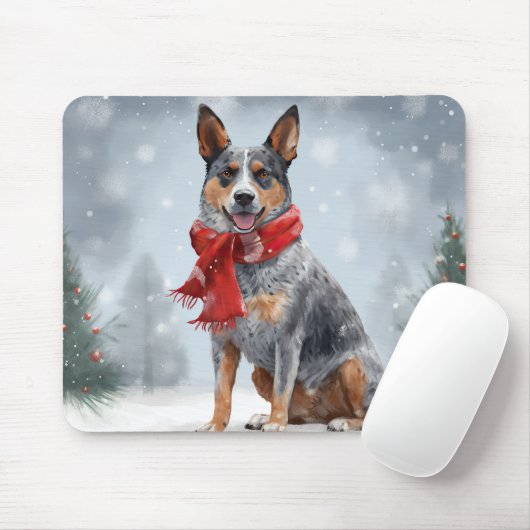 雪のクリスマスにオーストラリアの牛の犬 マウスパッド (マウス)