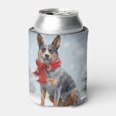 雪のクリスマスにオーストラリアの牛の犬 缶クーラー (缶正面)
