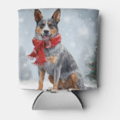 雪のクリスマスにオーストラリアの牛の犬 缶クーラー (正面)