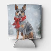 雪のクリスマスにオーストラリアの牛の犬 缶クーラー (裏面)