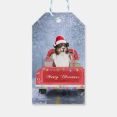 雪のクリスマスにオーストラリアの羊飼い犬 ギフトタグ (裏面)