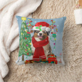 雪のクリスマスにオーストラリアの羊飼い犬 クッション (ブランケット)