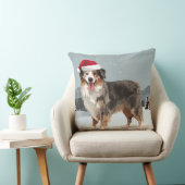 雪のクリスマスにオーストラリアの羊飼い犬 クッション (椅子)