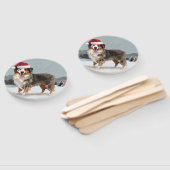 雪のクリスマスにオーストラリアの羊飼い犬 ハンドファン (組立なし)