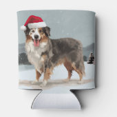 雪のクリスマスにオーストラリアの羊飼い犬 缶クーラー (裏面)