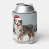 雪のクリスマスにオーストラリアの羊飼い犬 缶クーラー (缶裏面)