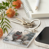 雪のクリスマスにキョンドッグ キーホルダー (正面右)