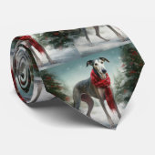 雪のクリスマスにグレイハウンド犬 ネクタイ (ロール)