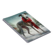 雪のクリスマスにグレイハウンド犬 ノートブック (右側)