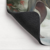 雪のクリスマスにグレイハウンド犬 マウスパッド (コーナー)