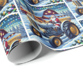 雪のクリスマスにグレートラクターを運転するサンタ ラッピングペーパー (ロールコーナー)