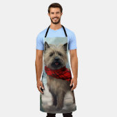 雪のクリスマスにケアン・テリア犬 エプロン (着用した状態)