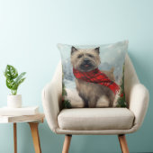 雪のクリスマスにケアン・テリア犬 クッション (椅子)