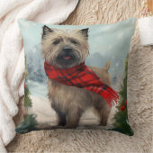 雪のクリスマスにケアン・テリア犬 クッション (ブランケット)