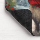 雪のクリスマスにケアン・テリア犬 マウスパッド (コーナー)