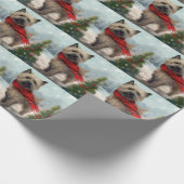 雪のクリスマスにケアン・テリア犬 ラッピングペーパー (角)