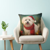 雪のクリスマスにコトン・ド・チュラー・ドッグ クッション (椅子)