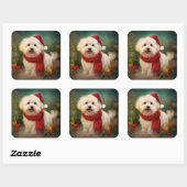 雪のクリスマスにコトン・ド・チュラー・ドッグ スクエアシール (シート)