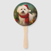 雪のクリスマスにコトン・ド・チュラー・ドッグ ハンドファン (正面)