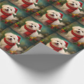 雪のクリスマスにコトン・ド・チュラー・ドッグ ラッピングペーパー (角)
