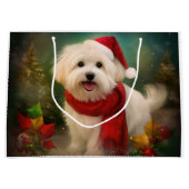 雪のクリスマスにコトン・ド・チュラー・ドッグ ラージペーパーバッグ (正面)