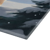 雪のクリスマスにゴールデンレトリバー犬 カッティングボード (角)