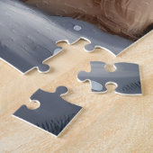 雪のクリスマスにゴールデンレトリバー犬 ジグソーパズル (側面)