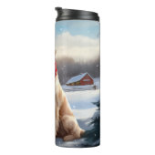 雪のクリスマスにゴールデンレトリバー犬 タンブラー (回転右)