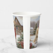 雪のクリスマスにゴールデンレトリバー犬 紙コップ (右)