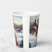 雪のクリスマスにゴールデンレトリバー犬 紙コップ (右)