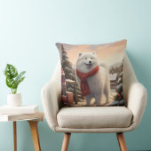 雪のクリスマスにサモイドッグ クッション (椅子)