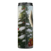 雪のクリスマスにシベリアのハスキー犬 タンブラー (裏面)