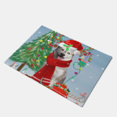 雪のクリスマスにシベリアのハスキー犬 ドアマット (アングル)