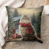 雪のクリスマスにシベリア猫 クッション (ブランケット)