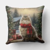 雪のクリスマスにシベリア猫 クッション (裏面)