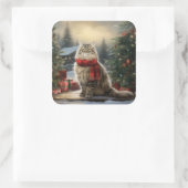 雪のクリスマスにシベリア猫 スクエアシール (バッグ)