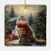 雪のクリスマスにシベリア猫 セラミックオーナメント (裏面)