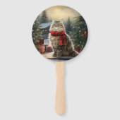 雪のクリスマスにシベリア猫 ハンドファン (裏面)