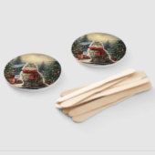 雪のクリスマスにシベリア猫 ハンドファン (組立なし)