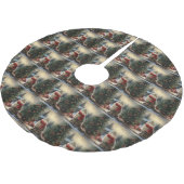 雪のクリスマスにシベリア猫 ブラッシュドポリエステルツリースカート (アングル)