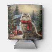 雪のクリスマスにシベリア猫 缶クーラー (裏面)