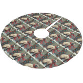 雪のクリスマスにシャム猫 ブラッシュドポリエステルツリースカート (アングル)