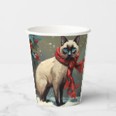 雪のクリスマスにシャム猫 紙コップ (裏面)