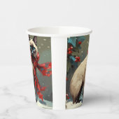 雪のクリスマスにシャム猫 紙コップ (左)