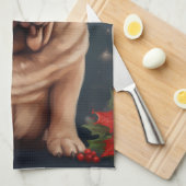 雪のクリスマスにシャールペイ犬 キッチンタオル (四つ折り)